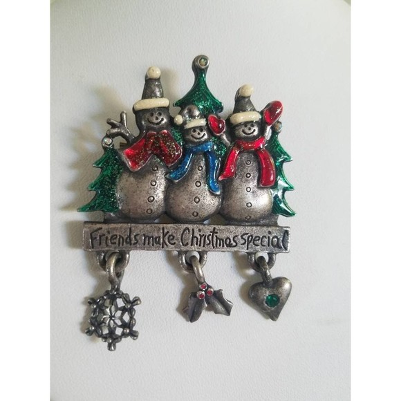 Pewter Christmas Brooch, "Friends Make Christmas Special" AJMC Brooch - Picture 4 of 10